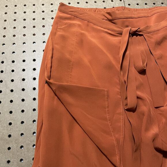 Chloe Pants Womens Size 30 US / 40 EU Amber Rose Pure Silk Slit Wide Leg Modern - Picture 8 of 12